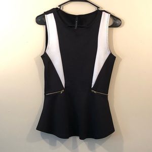 Black and White Peplum Top